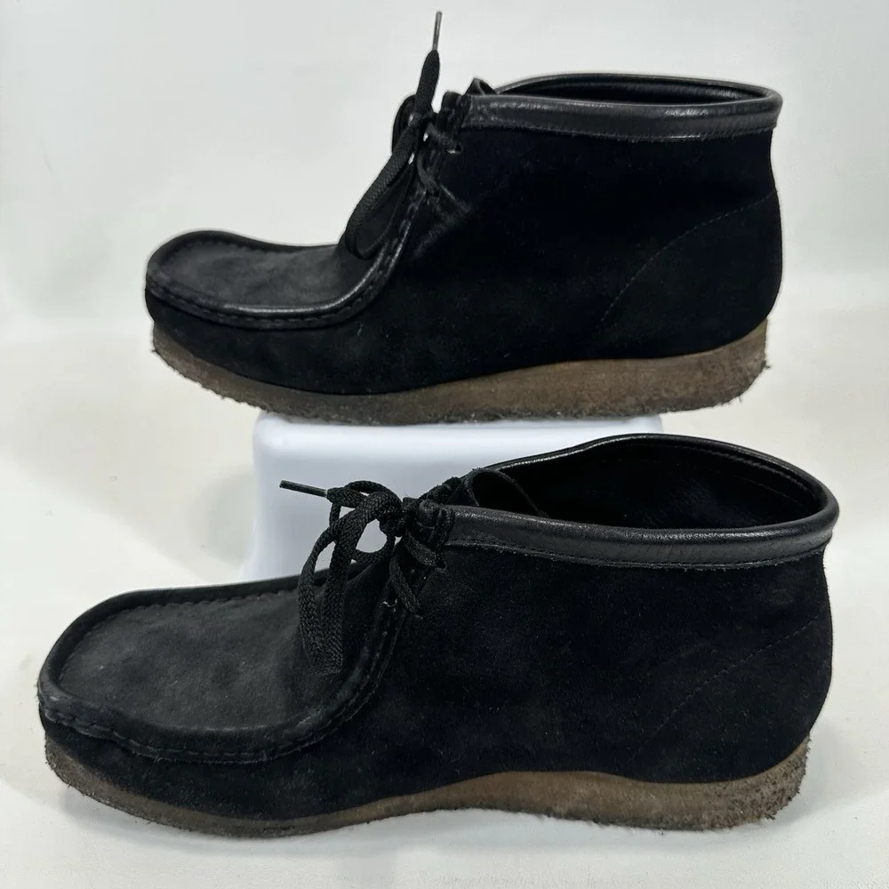Clarks Wallabees‎ Chukka Crepe Black Leather Men's Size 12 Shoes Ankle